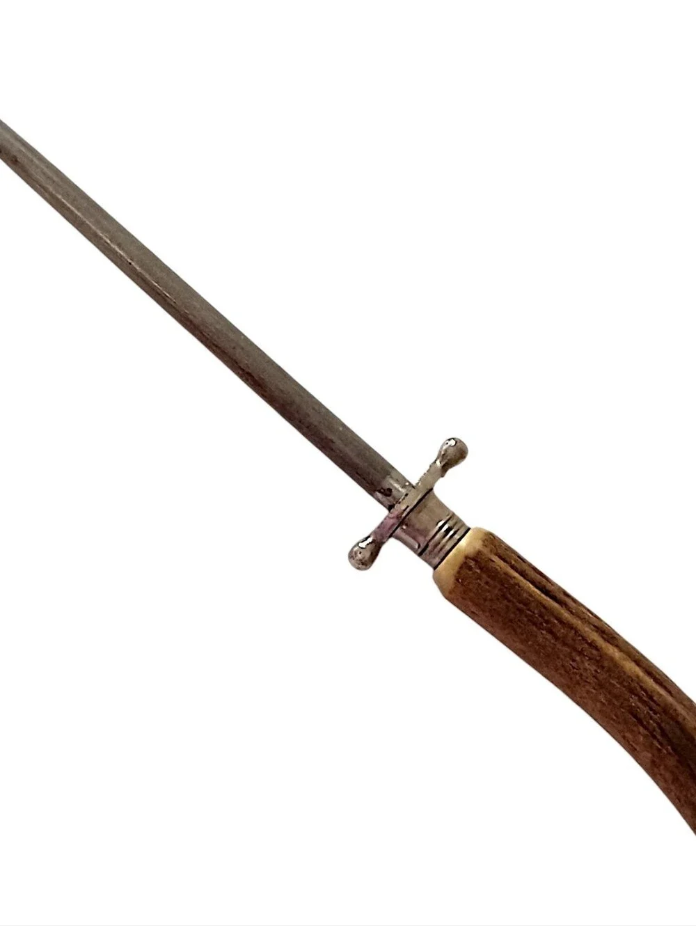 Vintage Solingen Knife Sharpener Steel Rod Stag Horn Antler Handle Germany